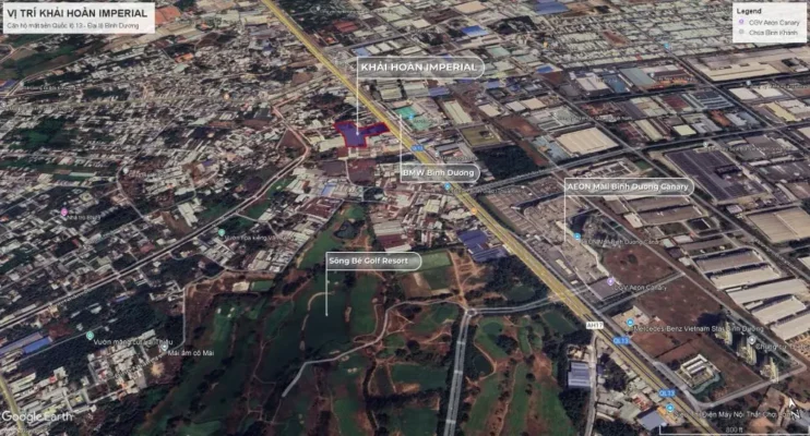 Vị trí dự án Khai Hoan Imperial mặt tiền Quốc lộ 13 Thuận Giao Bình Dương kết nối Metro số 2