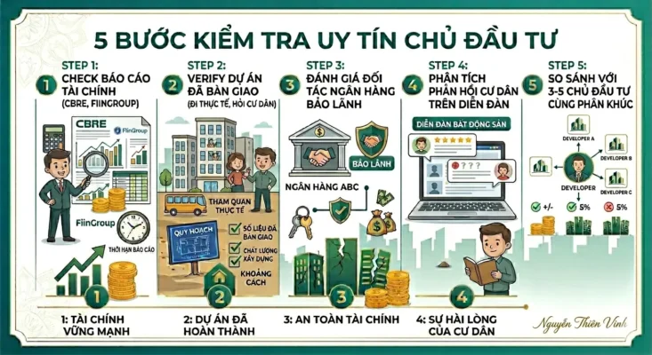 Quy trình 5 bước kiểm tra uy tín chủ đầu tư BĐS của Nguyễn Thiên Vinh