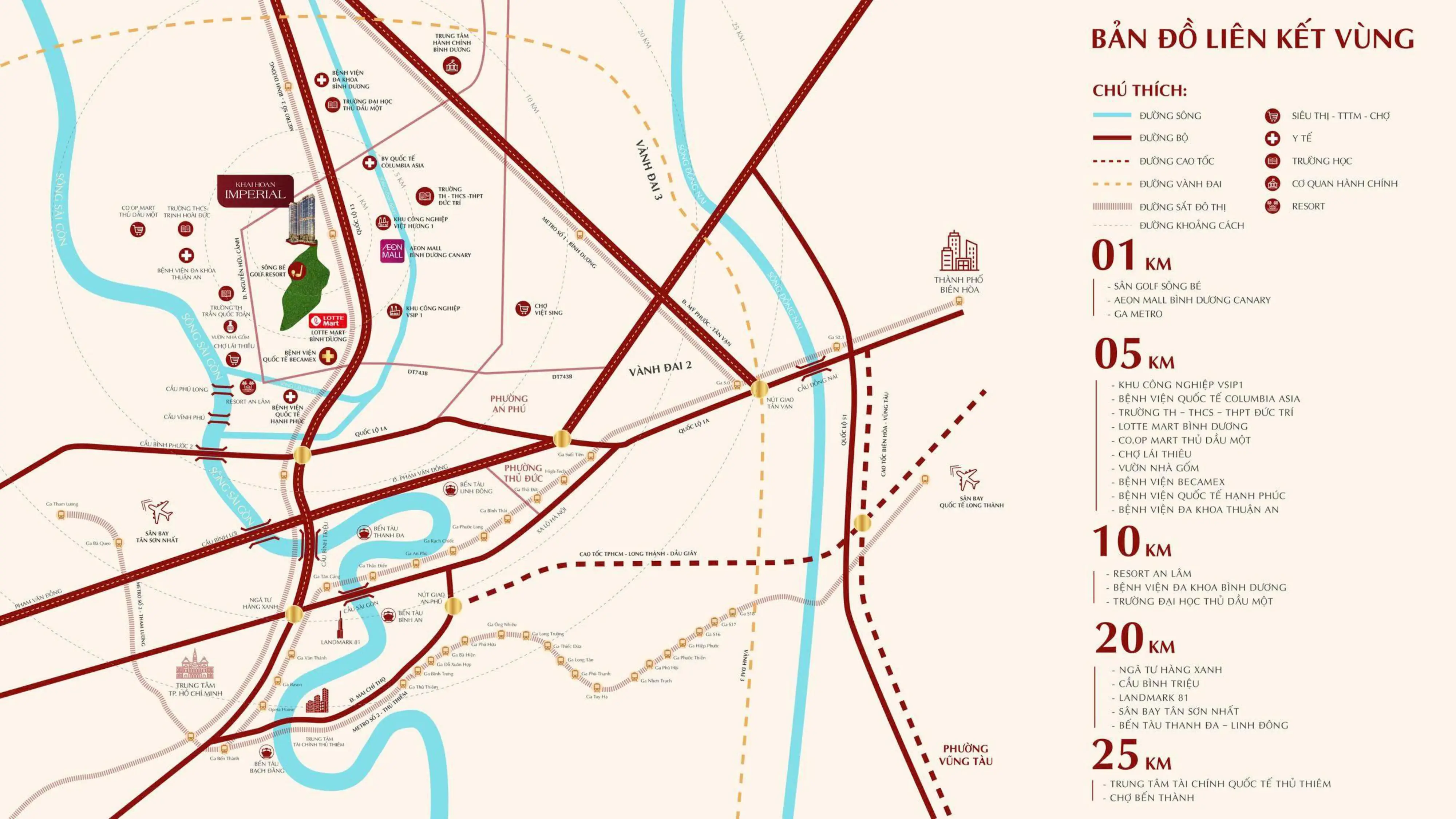 Bản đồ liên kết vùng, tiện ích và vị trí Khai Hoan Imperial, tuyến Metro số 2, QL13 mở rộng