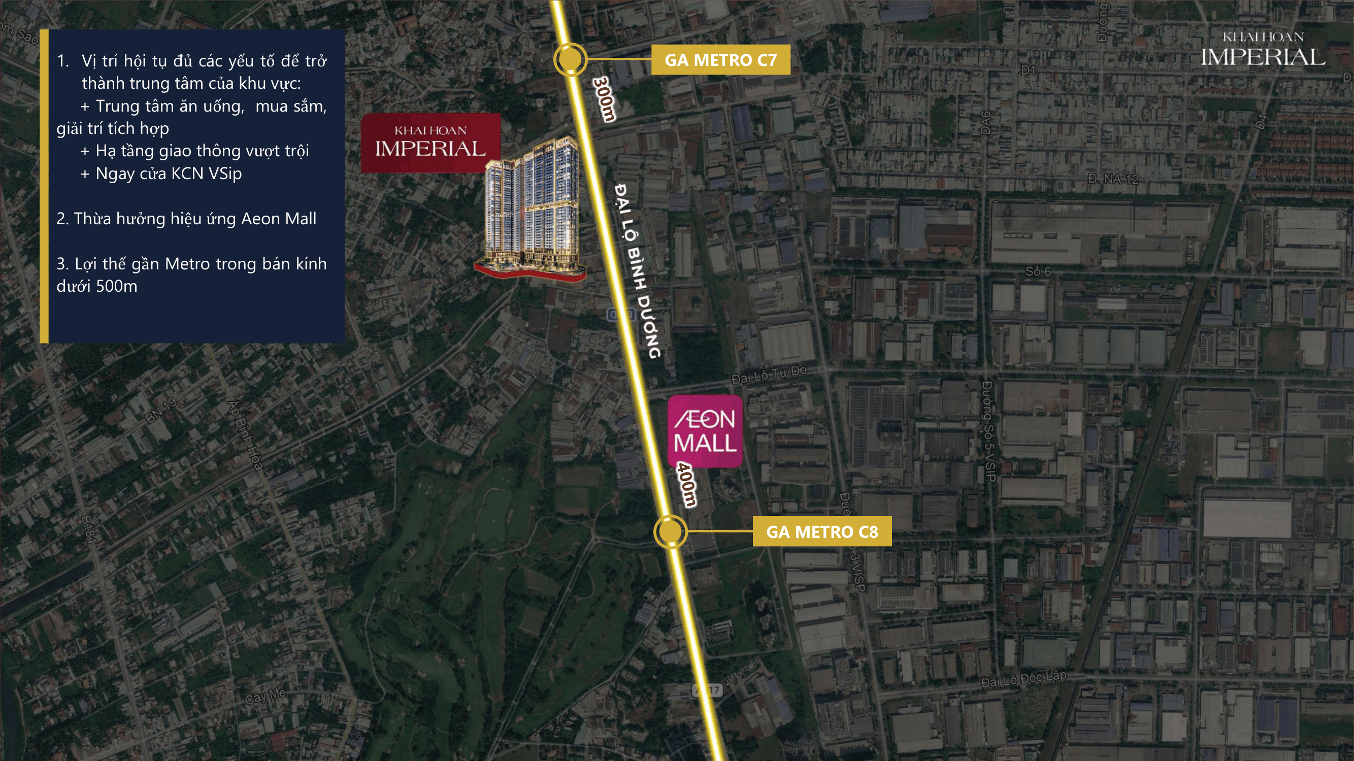 Dự án Khải Hoàn Imperial nằm giữa ga metro C7 và C8